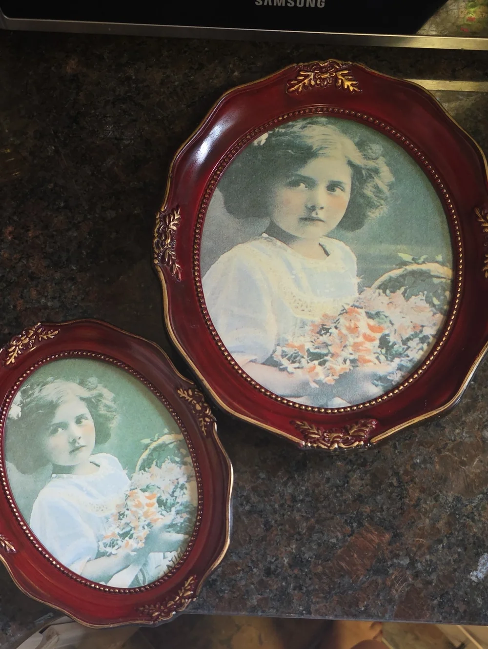 Vintage Style Red Decorative Oval Wall Picturframes Set - Unbranded